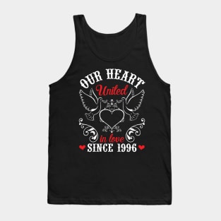 Our Heart United In Love Since 1996 Happy Wedding Married Anniversary 24 Years Husband Wife Tank Top